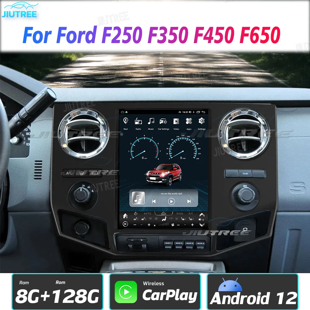 12.1 inch Android Auto Car Radio For Ford F250 F350 F450 F650 2009-2014 Vertical Screen Multimedia Player GPS Navigation 128GB