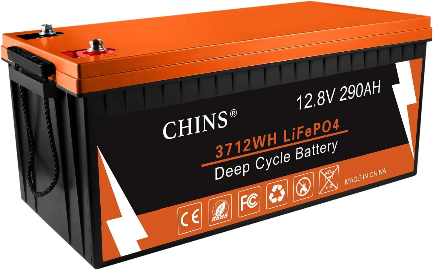 Bluetooth LiFePO4 Battery 12V 290AH Smart Lithium Battery Built-in 200A BMS 6000+ Cycles Perfect for RV Off-Grid Solar Power