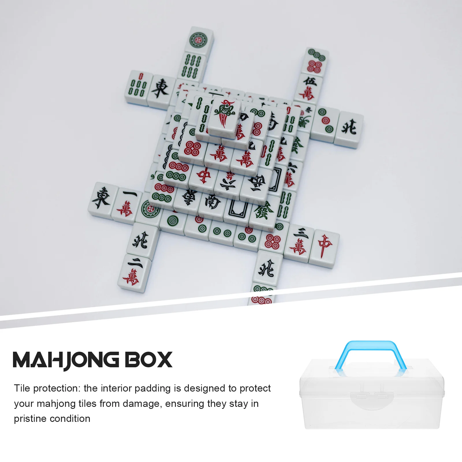 Suporte de azulejo mahjong estilo vintage, caixa de armazenamento espaçosa para vários conjuntos, estojo organizado para jogos noturnos, entretenimento doméstico