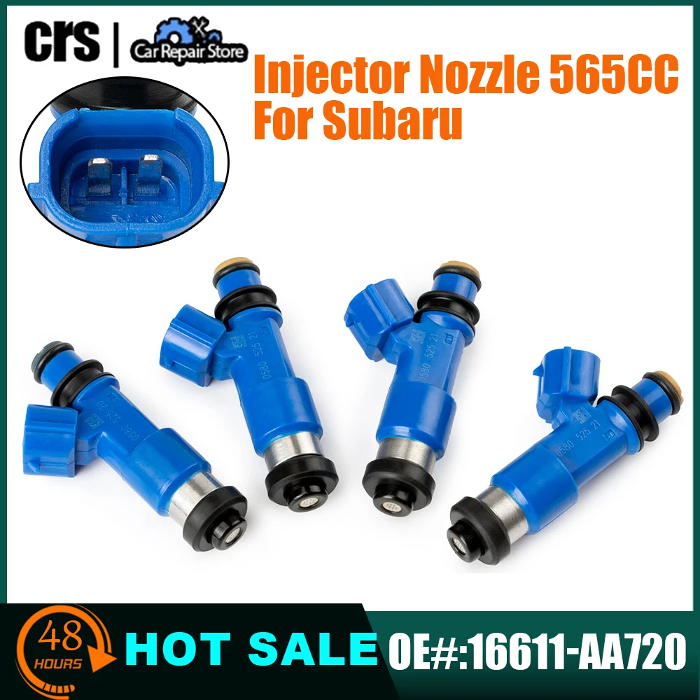 

4x 16611-AA720 Fuel Injector Nozzle 565CC 16611AA720 For Mitsubishi For Subaru EJ20 EJ25 EJ255 842-12341 Car Accessories