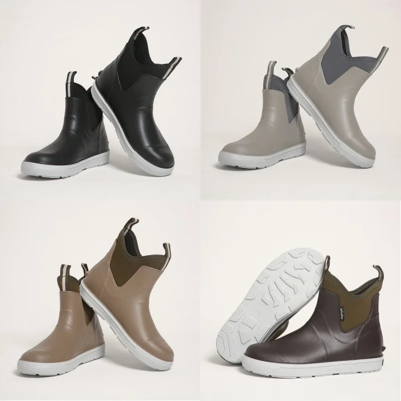 Men's Rain Shoes Short Outdoor Waterproof Shoes Non Slip Wading Shoes Flat Bottom Rain Boots Men Fishing Shoe view 5