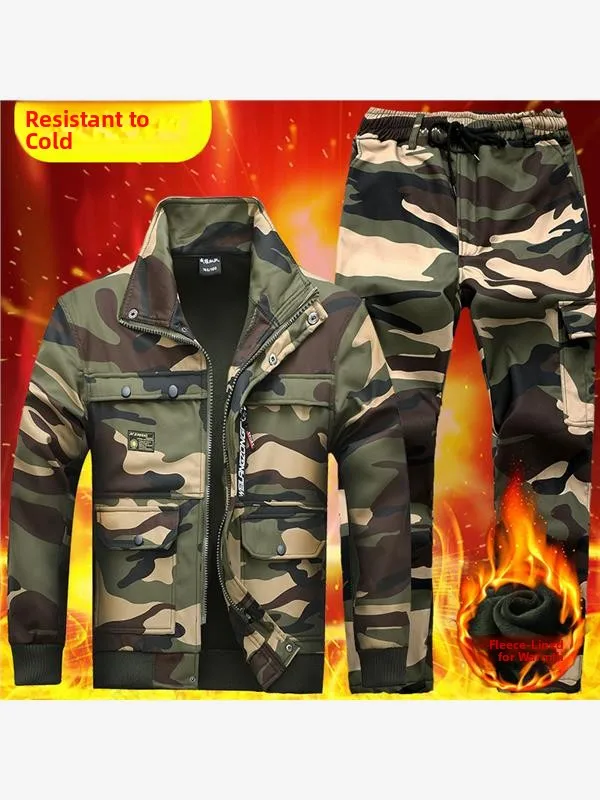 

Утепленный камуфляжный рабочий костюм для мужчин: зимняя спецодежда из износостойкого хлопка с капюшоном для обеспечения безопасности