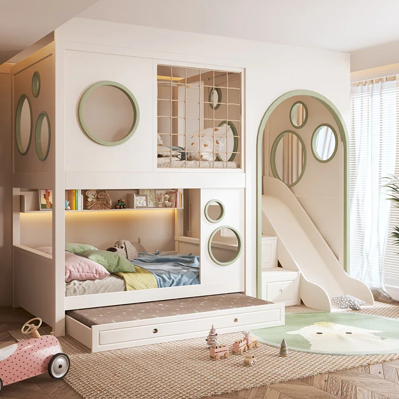 All Solid Wood Children's Bed All Solid Wood Two-layer Children's Bed Upper and Lower Bunk Beds High and Low Beds Mother