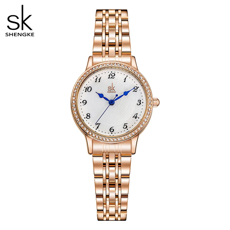 Swiss Brand Shengke Women Watch Stainless Steel Rose Gold Simple Waterproof Luminous Ladies Watches Luxury Quartz Elegant Clock