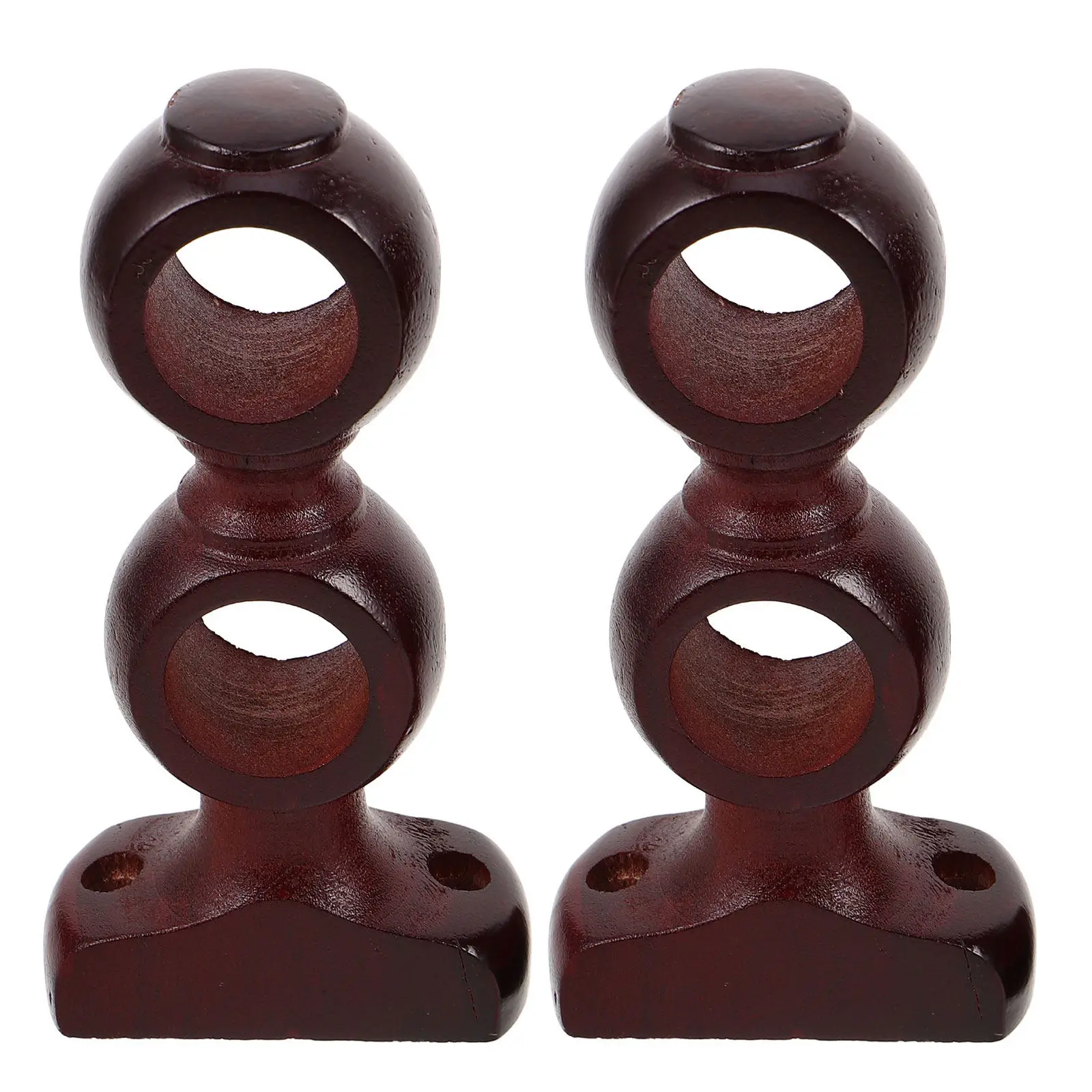 

2Pcs Roman Curtain Rod Brackets Coffee Wood Double Holders Wall Mounted Drapery Rod Supports Heavy Duty Curtain Pole Accessories