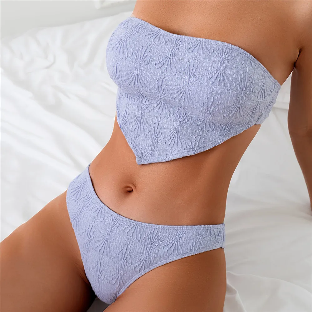 Light Purple Bandeau Bikini Sets Sexy Swimsuit Women 2026 Back String Cross Swimwear Swimming Bathing Suit Bikinis De Mujer