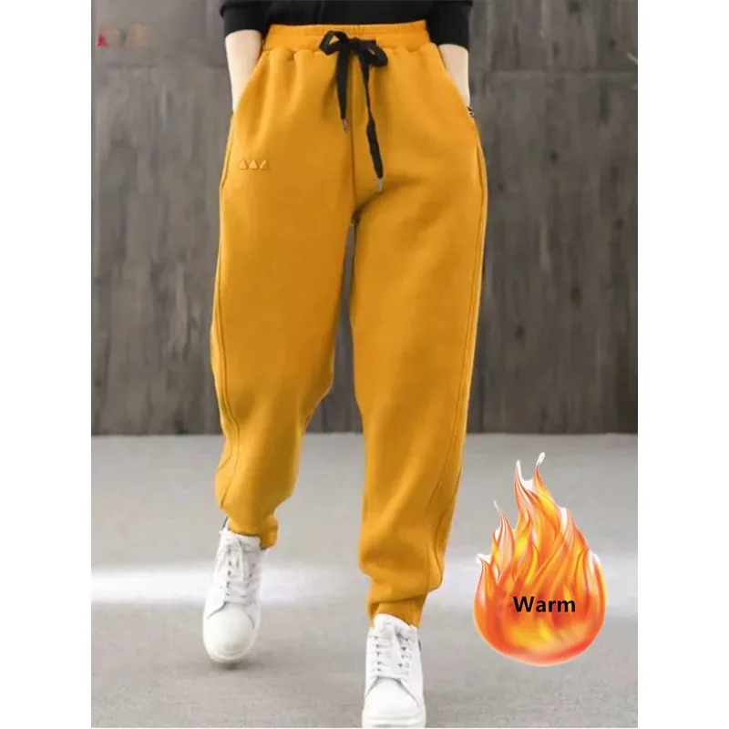 

Oversized Thicken Sweatpants Womens Warm Plus Velvet Harem Pants Snow Fashion Boyfriend Pantalones High Waist Winter TrouserJ193