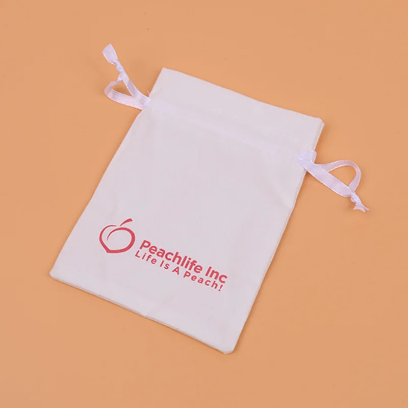 Custom Logo Pure Cotton Canvas Bag Eco-friendly Drawstring Backpack Packaging Cotton Cloth Shoes Bag Bags 15x20cm 20pcs