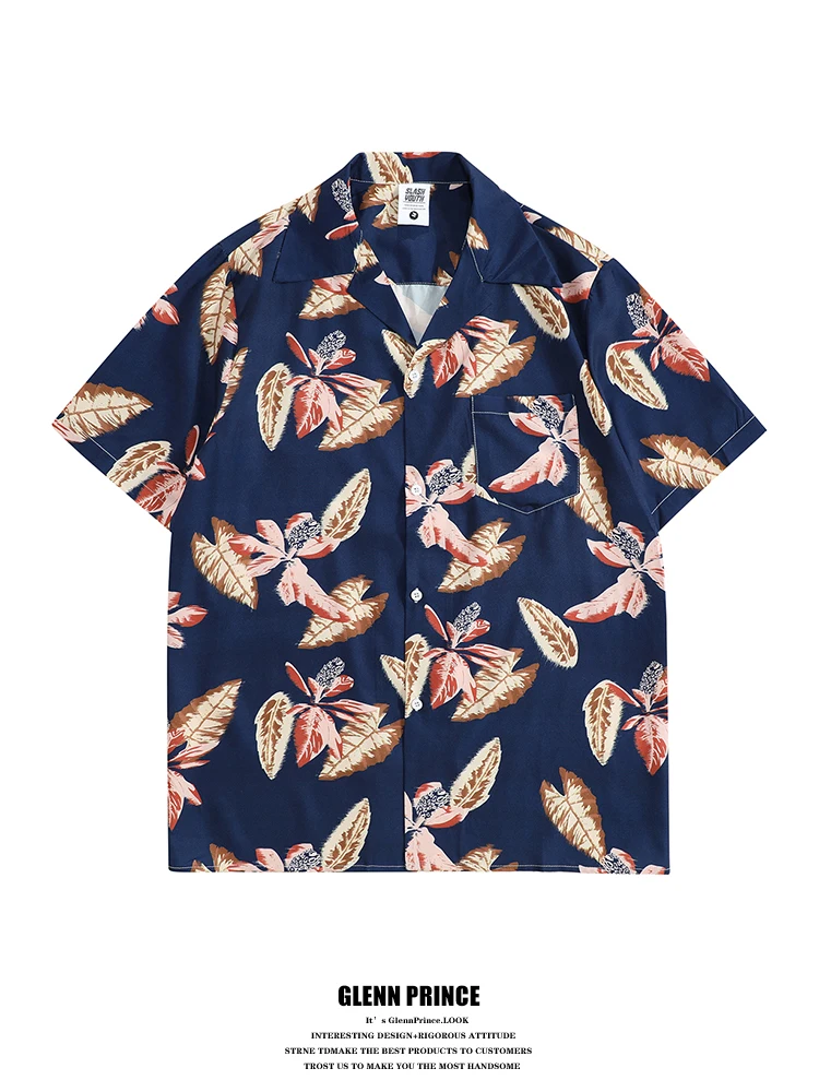 

GPstudio Men's Cuban Collar ort Sve irt Floral Print Summer Surf Beach Loose Fit Youthful Sle Heat Resistant oulder