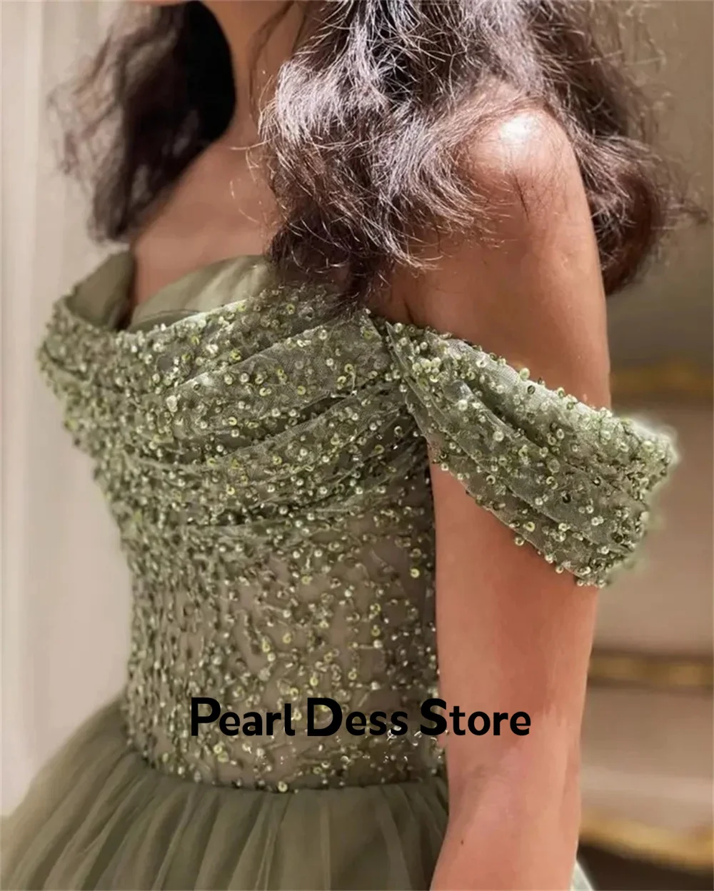 Sequins Luxurious Evening Dresses 2024 Luxury Line A Green Elegant Dresses for Women Gala Party Dress Ball Gowns Amanda Novias