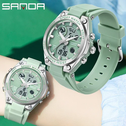Reloj Digital LED SANDA Girl electrónico de marca superior estilo G, cronógrafo deportivo para mujer, reloj de pulsera de cuarzo para mujer, resistente al agua hasta 50m para mujer