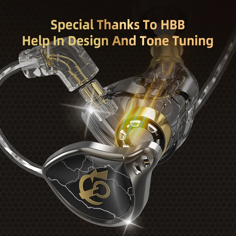 QKZ X HBB Wired In-Ear HIFI IEMs Earphones Monitors 10mm Titanium-Coated Diaphragm Dynamic Driver Bass Hi-Res Wired Headphones