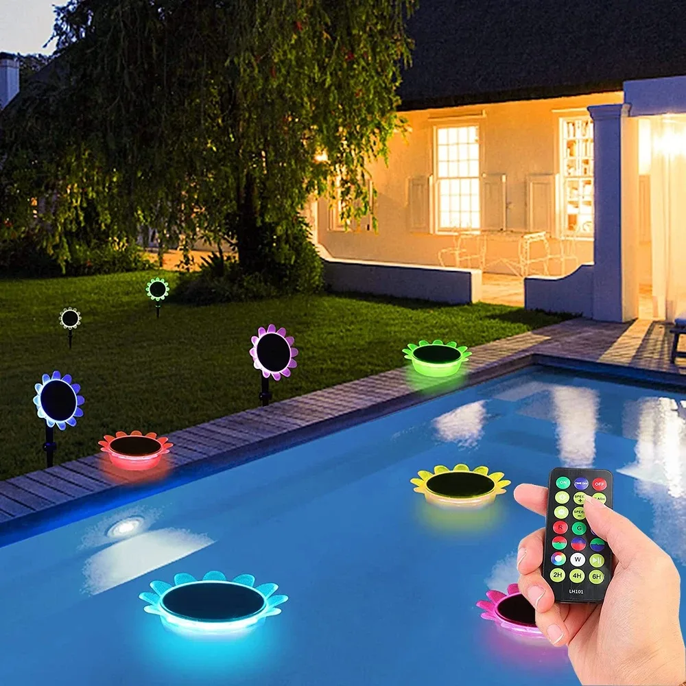 Imagem -02 - Girassol Impermeável Led Solar Light Floating Pool Light Iluminação ao ar Livre Piscinas Jardim Lâmpada de Gramado Lagoa Decore