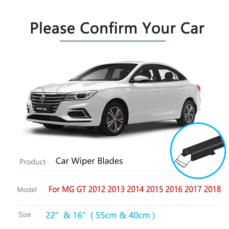 For MG 5 GT AP12 2012~2018 Windows Wiper Blades Frameless Rubber Arm Car Accessories Washers Cleaning Replacement High Quality