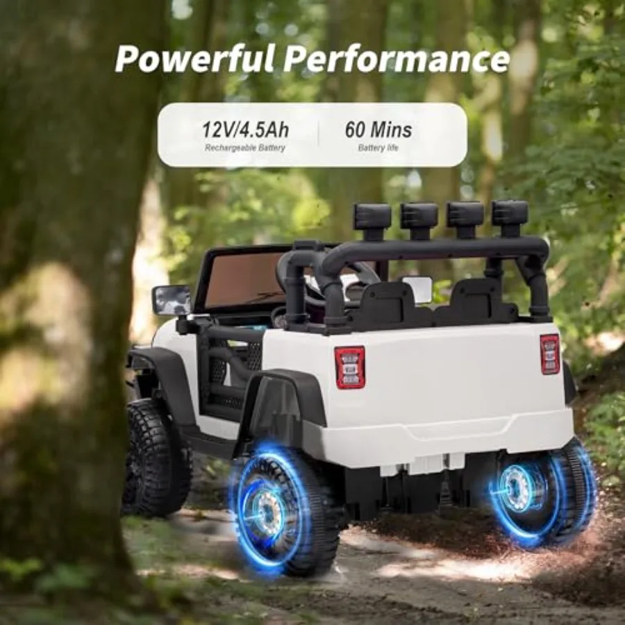Passeio no carro de brinquedo 12V carro elétrico para com luz LED de controle remoto - branco