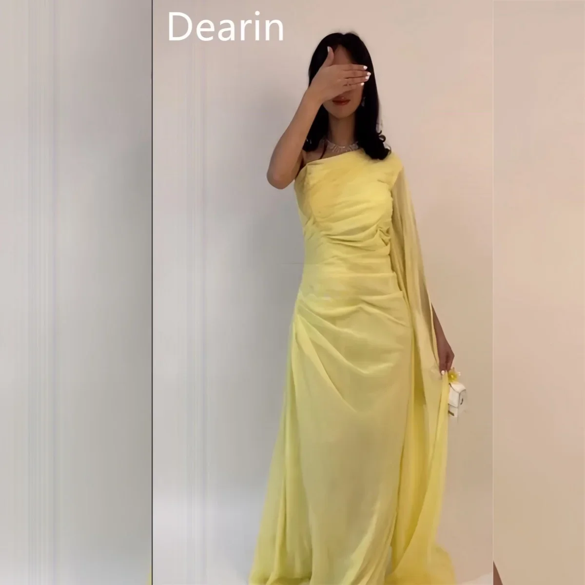 

Customized Evening Gown Dearin One-shoulder Column Floor Length Skirts Layered Bespoke Occasion Dresses Prom Saudi Arabia Formal