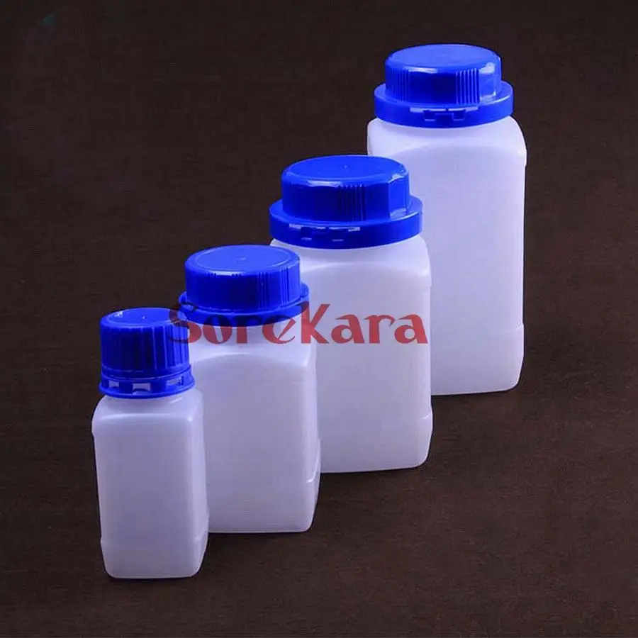 100/250/500/1000ml HDPE Plastic Bottle Reagent Bottle Sample Vials Blue Screw Cap