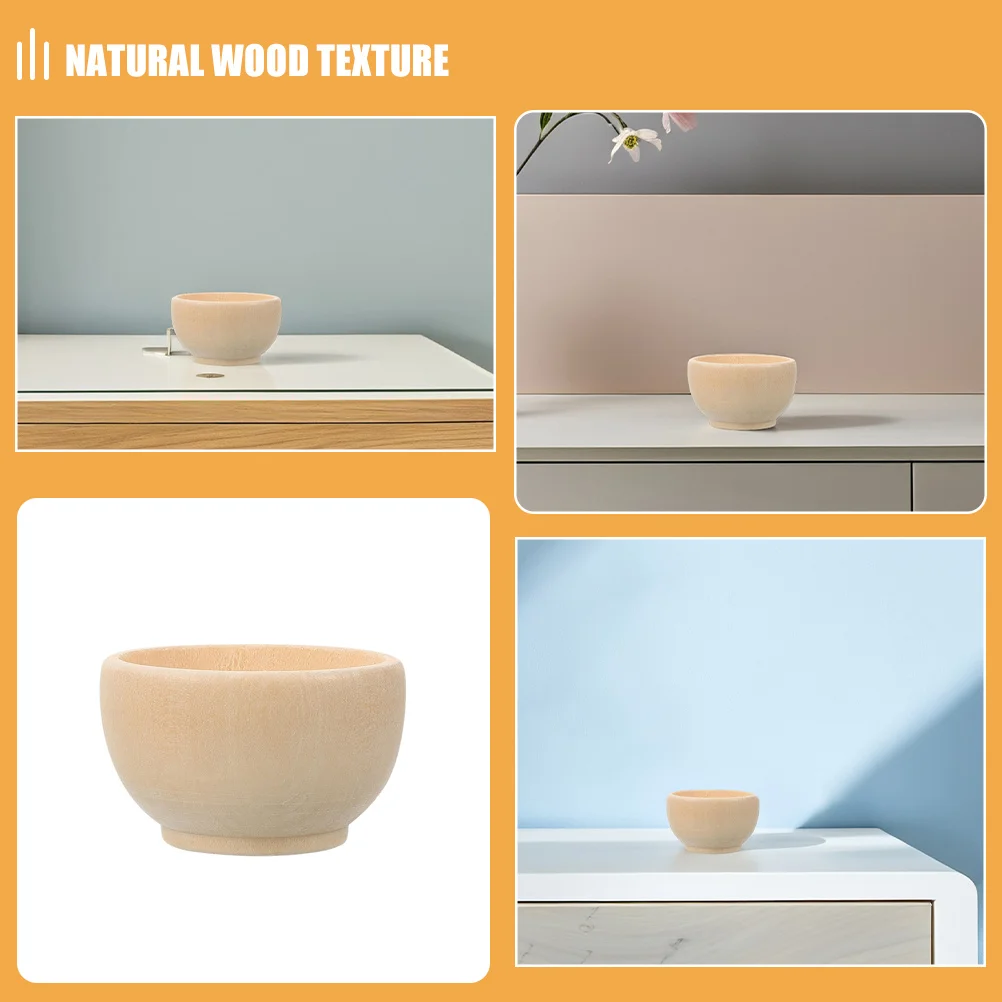 6Pcs Small Unpainted Wood Bowls Natural Mini Round Bowls 57Mm for DIY Crafts Painting Decorative Snack Salad Condiment Sauce