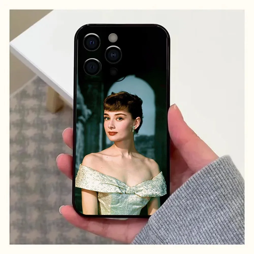 Audrey Hepburn Phone Case For Apple iPhone 15,14,13,12,11,Pro,X,XS,Max,XR,Plus,Mini Soft Black Cover