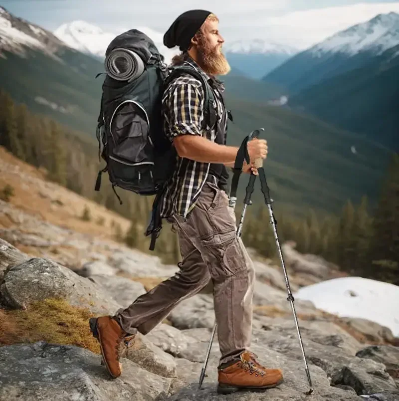 Bastón de trekking telescópico multifuncional de aluminio: duradero para senderismo, senderismo, acampada, pesca y actividades al aire libre