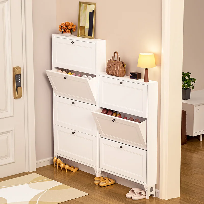 Steel shoe cabinet, door-to-door tipping bucket cabinet, can be stored on the wall, space-saving shoe rack, metal storage