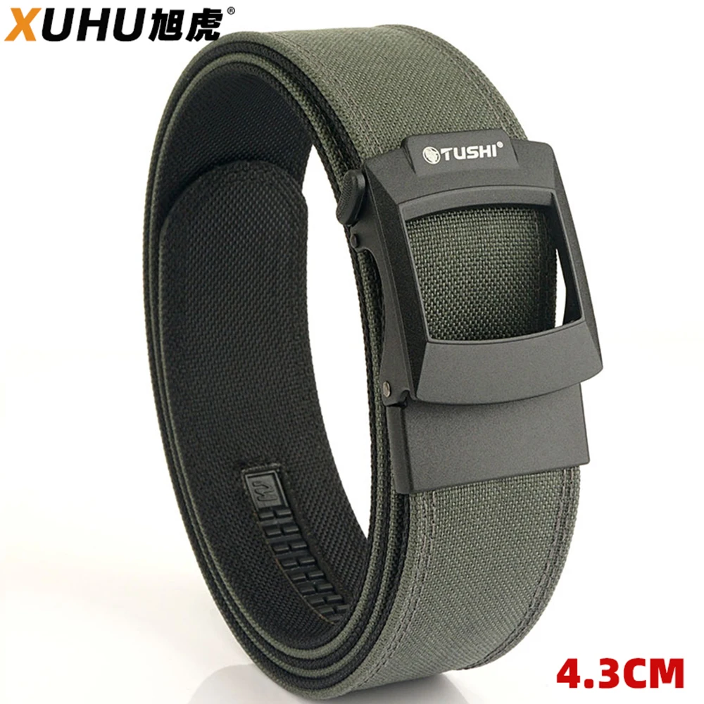 

XUHU New Unisex Elastic Belt Hard Metal Buckle Quick Release Tough Stretch Nylon Men's Military Tactical Belt Casual Waistband