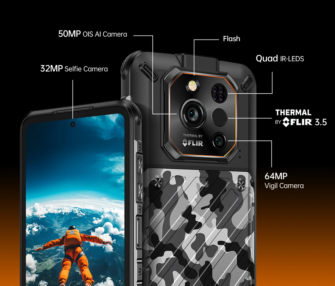 Ulefone RugOne Xever 7 Pro 5G Rugged Phone Thermal Imaging Android 15 Smartphone 512GB ROM 12GB RAM 120Hz AMOLED NFC 5500mAh