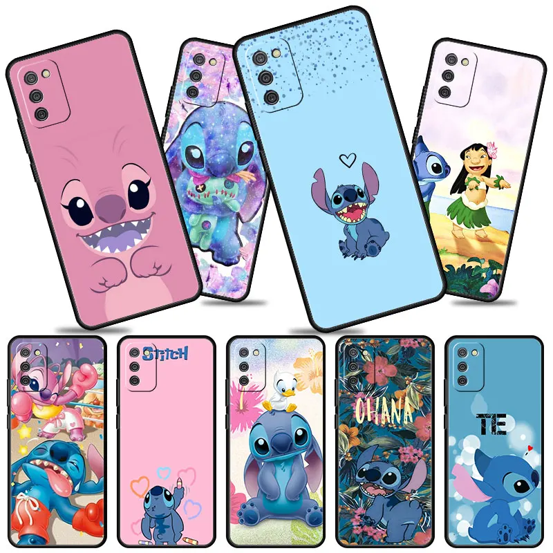 Cute Lilo Stitch Cover for Samsung Galaxy A10 A70 A51 A40 A50 A71 A20e A20s A30 A01 A20 A04 A03 A03 Core Capa Black Soft Case