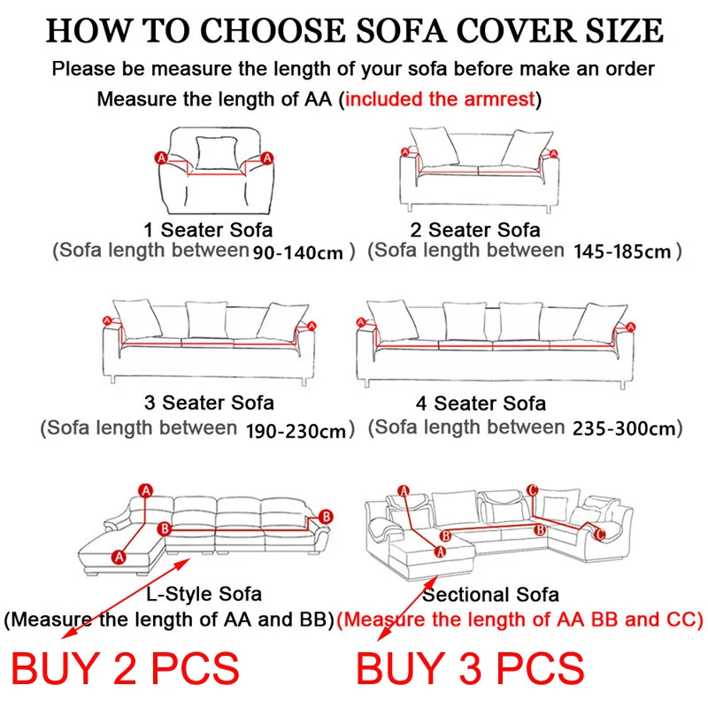 Elastic Sofa Cover Slipcover 1/2/3/4 Seater for Living Room L-Shaped Corner Sectional Sofa Couch Armchair Cover Protector