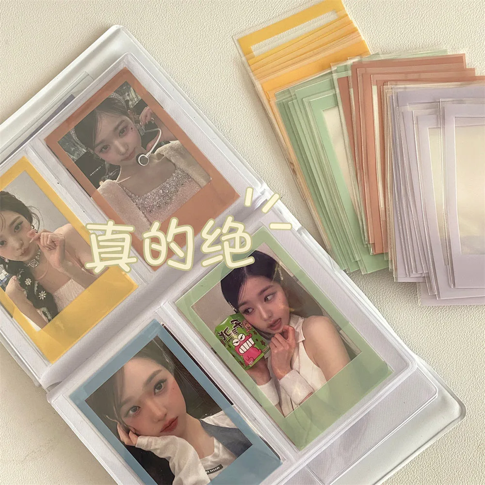 40Pcs Korea Photo Card Sleeves 59x89mm Clear Acid Free CPP Card Cover 3 Inch Solid Color Border Photocard Protector Film