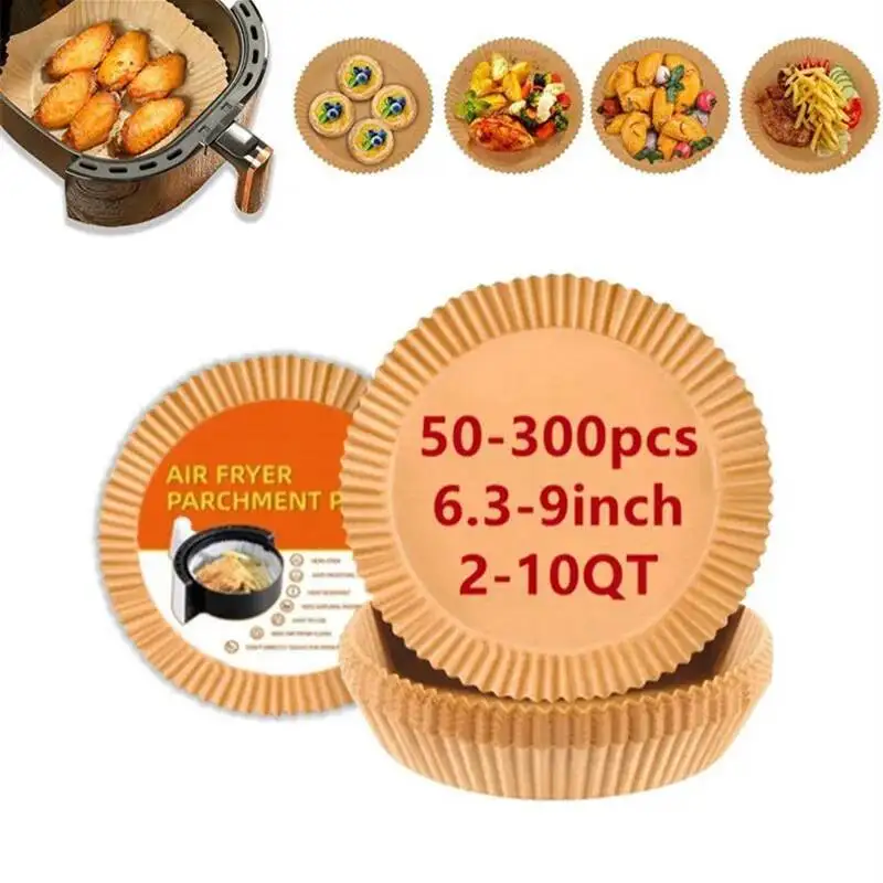 

50-300Pcs 6.3-9Inch Air Fryer Baking For Barbecue Plate Round Oven Pan Pad Airfryer Oil-Proof Disposable Paper Liner