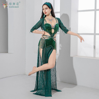Belly Dance Performance Outfit Senior Sequined Top+Tassel Bra+Headscarf+skirt 4pcs Shaabi Baladi Saidi Competition Costume