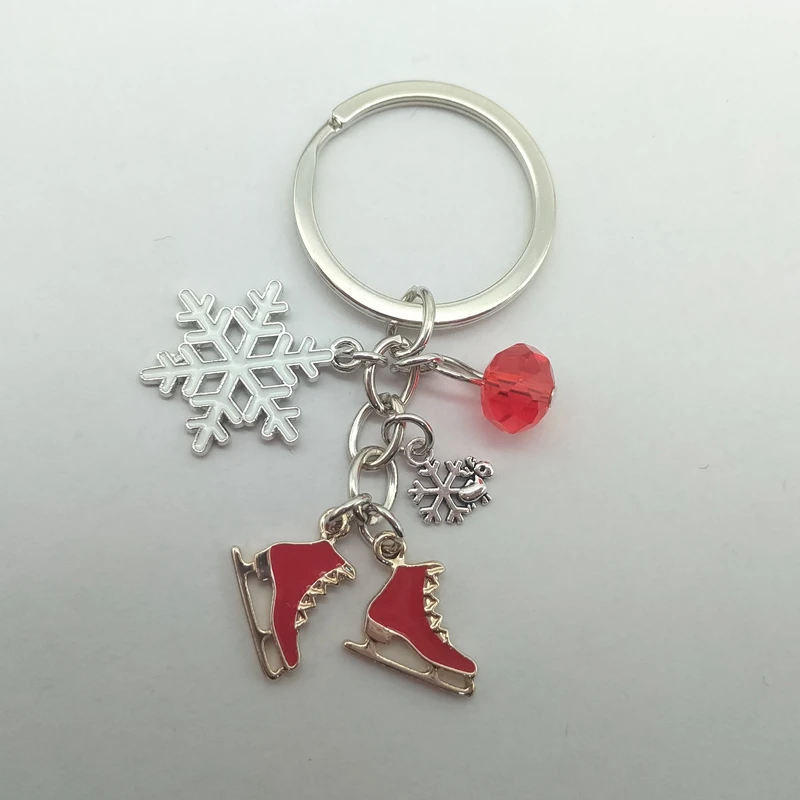 New Tassel Keychain Skating Shoes Snowflake Pendant Keyring Skating Keychain Keychain Winter Gift Jewelryg