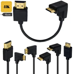 15cm Contacts 4K*2K 60Hz HDMI-compatible 2.0 to Mini HDMI-compatible 90 Degree HD High Speed Super Thin Cable High Quality