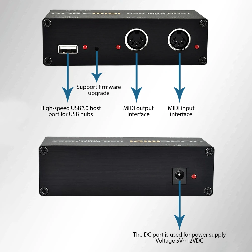 UMH-21 DOREMiDi High Speed USB MIDI Host Box 1-in 1-out 16 Channel MIDI Box Applicable to MIDI Keyboard MIDI Host Box