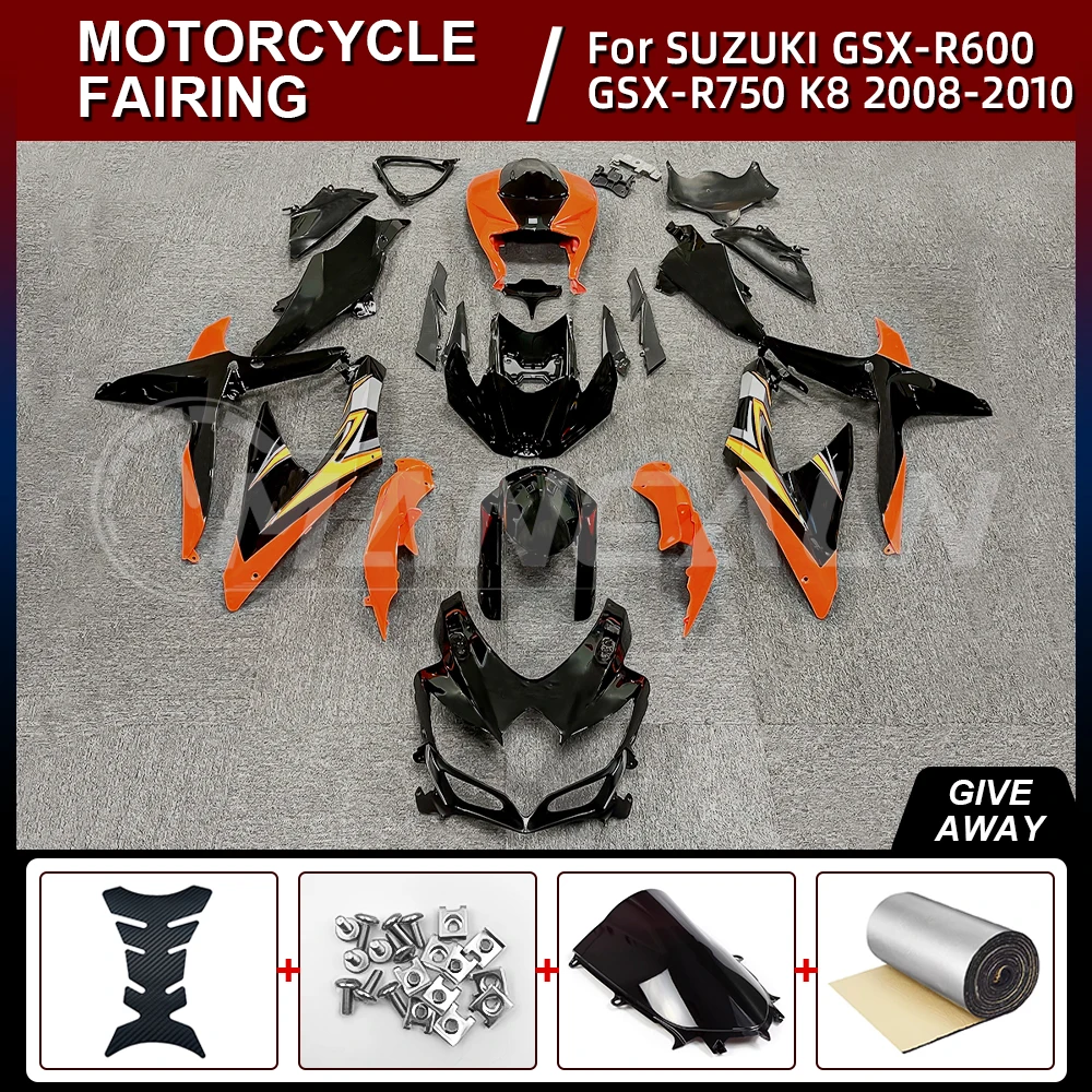 Motorcycle Fairing Kit for SUZUKI GSX-R600 GSXR600 GSX-R750 K8 2008-2010 Bodywork Set High Quality ABS Injection New orange