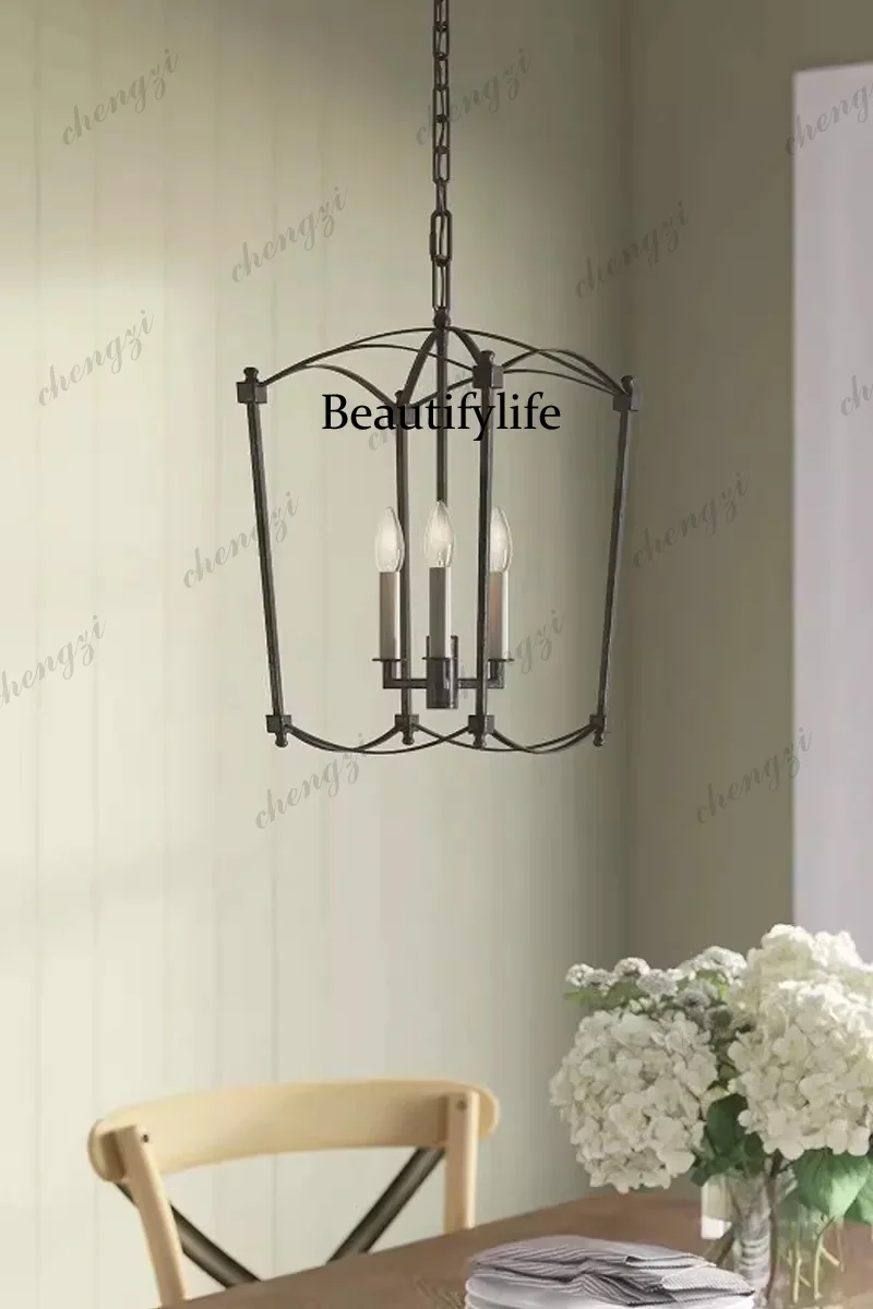M138 American rural simple birdcage wrought iron chandelier home designer dining room, bedroom main lamp living room lamp