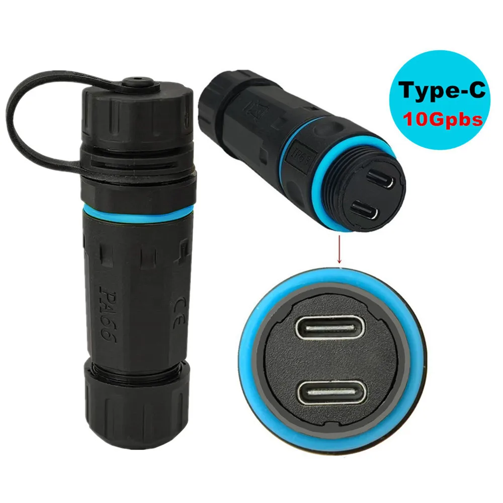 Porta singola impermeabile da 10 Gpbs direttamente attraverso sedile femminile impermeabile TYPE C 3.1 con copertura flangiata M20 giunto impermeabile esterno