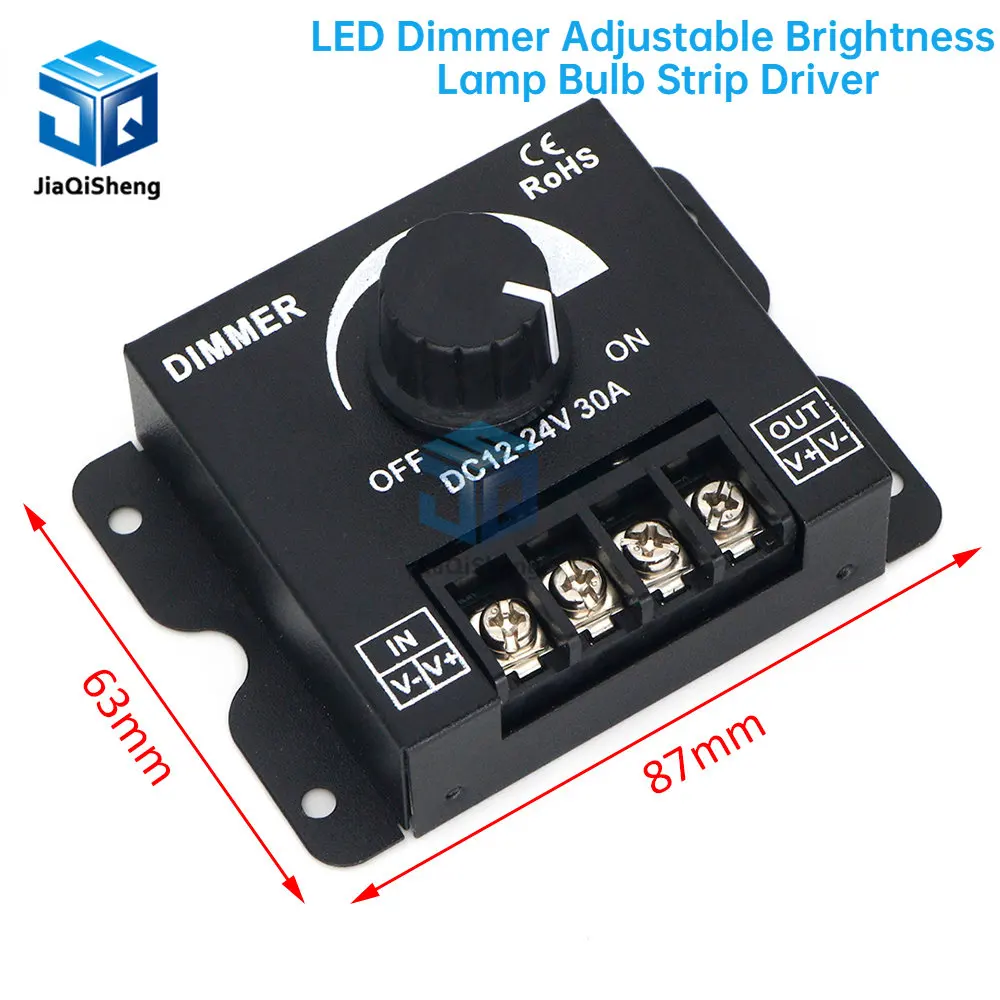 LED Dimmer Adjustable Brightness Lamp Bulb Strip Driver Single Color Light Power Supply Controller 30A DC 12V 24V 360W