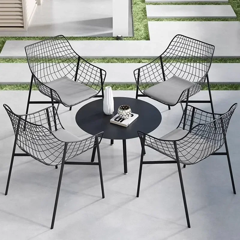 Outdoor metal wire table and chair combination courtyard leisure one table four chairs milk tea shop coffee shop commercial exte