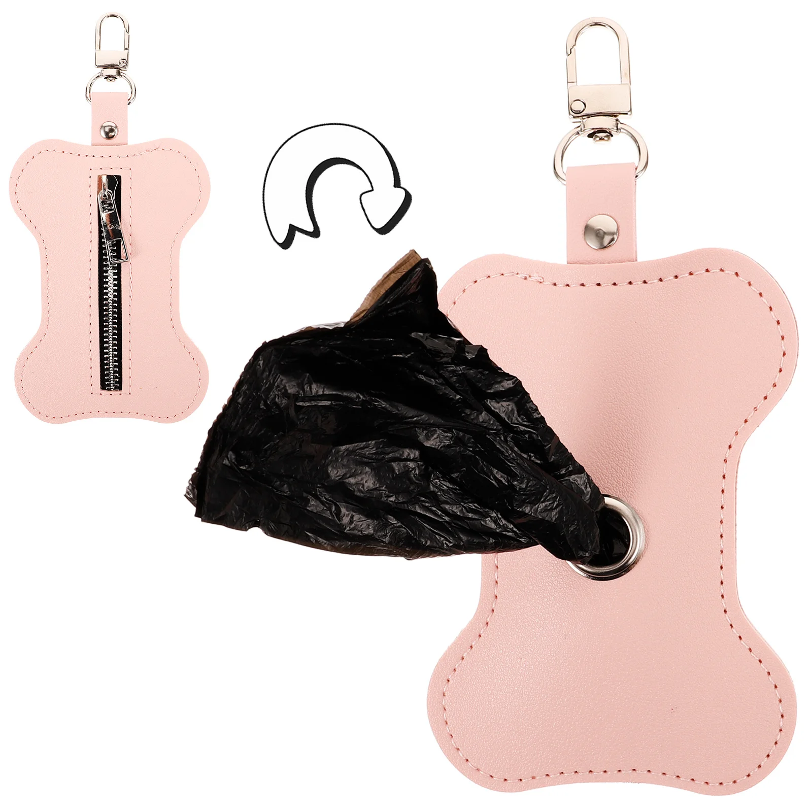 

Dog Poop Bag Holder PU Material Compact Portable Pet Waste Bag Dispenser Outdoor Travel Leash Hanging Hook Convenient