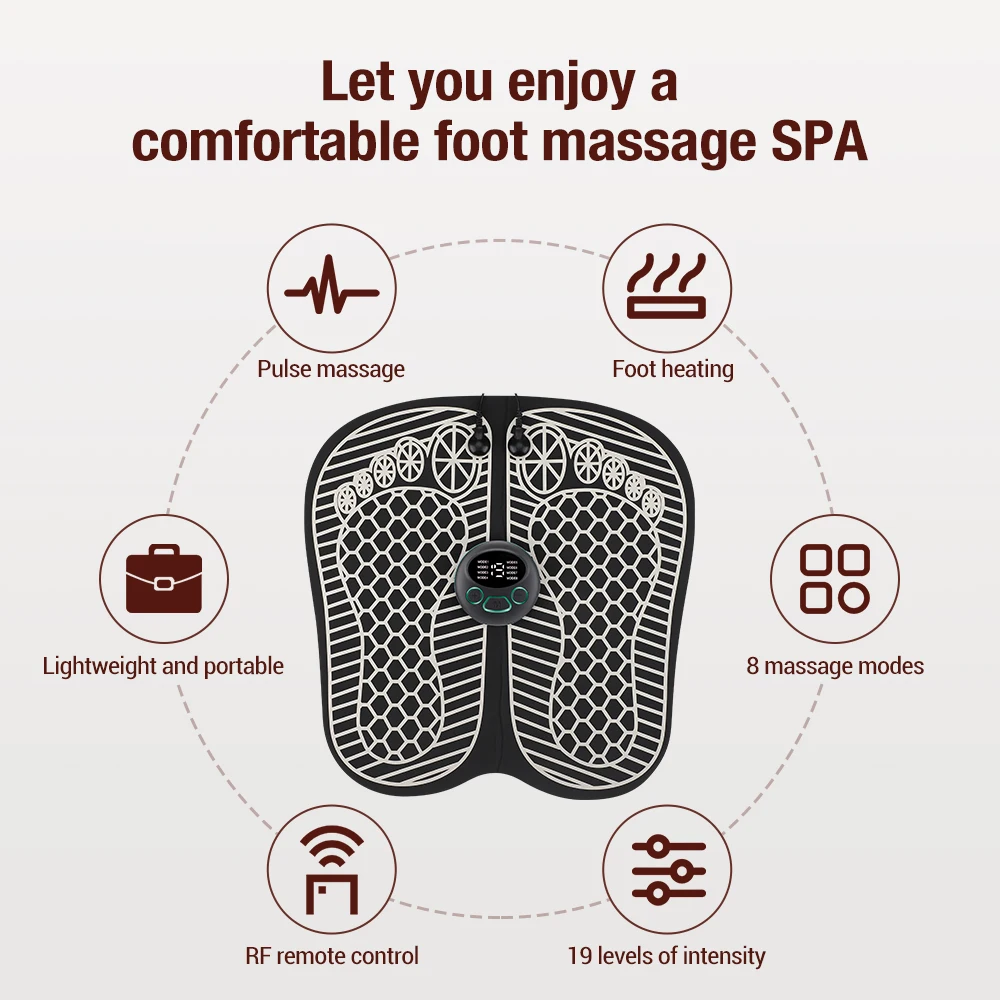 EMS Foot Massager para Alívio da Dor, Massagem Acupuntura Pés Elétricos, Estimulação Muscular Do Pulso, Circulação Sanguínea, Fisioterapia Terapia