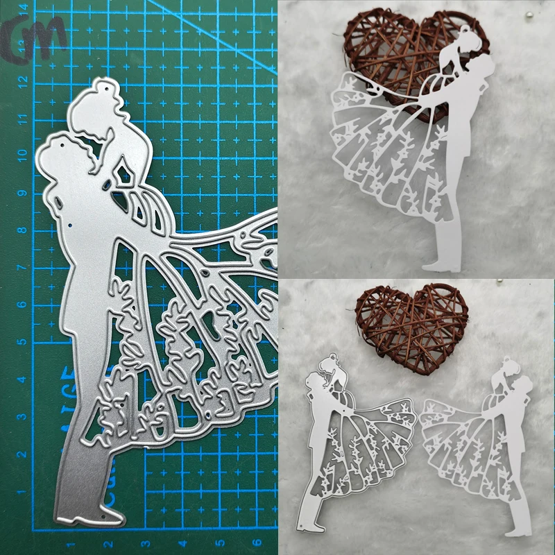 Molde de estêncil de metal para noiva e noivo, corte de decoração, scrapbook, álbum, papel, artesanato, gravação, cartão diy, artesanato