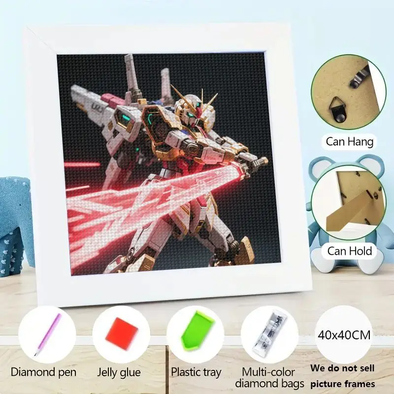 1 шт. 5D DIY Full Drill Diamond Painting Kit, аниме Sci-Fi Mecha Robot Warrior Gundam Style Рисунок с дизайном меча красной энергии, R 1 шт. 5D DIY Full Drill Diamond Painting Kit, аниме Sci-Fi Mecha Robot Warrior Gundam Style Рисунок с дизайном меча красной энергии, R