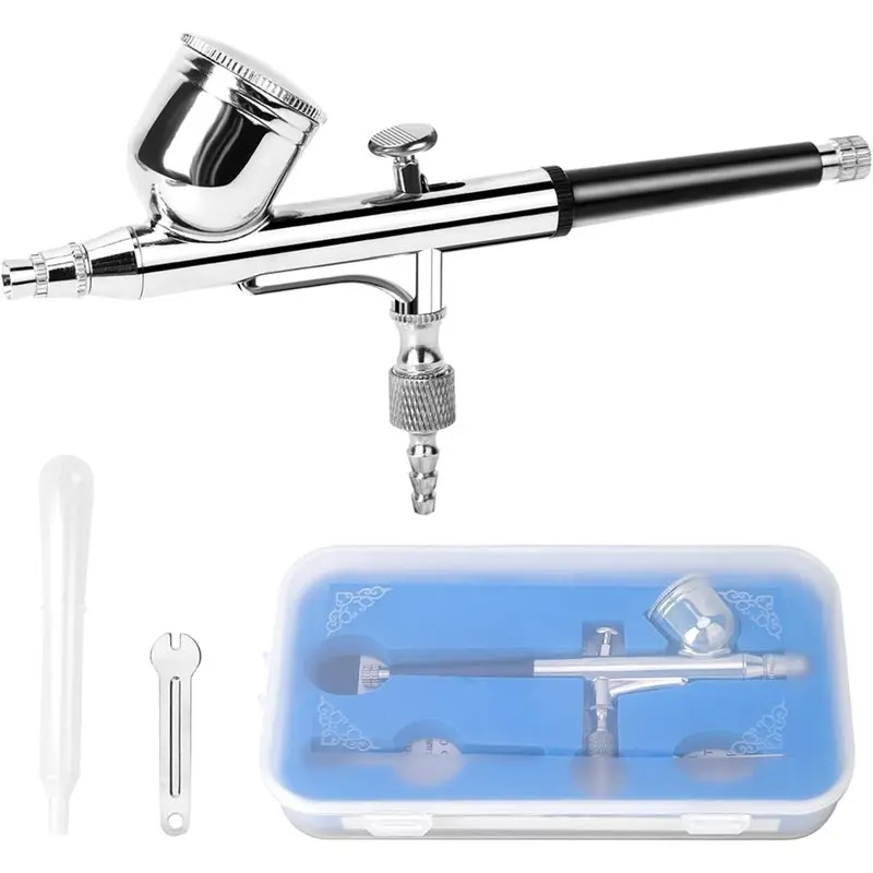 HHO-Dual-Action 0.3Mm Airbrush Gun Kit- Feed Functionality For Painting, Modeling, Cake Decorating, Makeup, Nails, Crafts