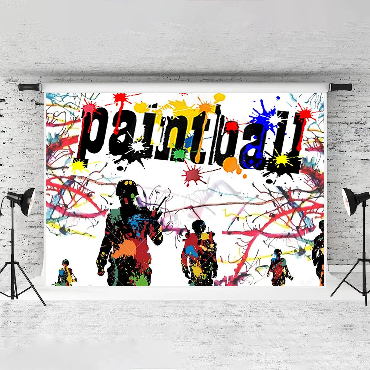 7x5ft Colorful Painting Backdrop Shooting Game Photography Background Paintball Party Wallpaper Photo Booth Prop Team Building