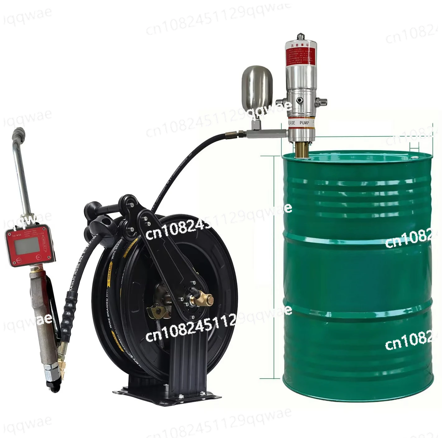 200 Liter 55 Gallon Capacity Automatic Pneumatic Barrel Drum Pump 3:1 5:1 Pneumatic Oil Pump with Meter Counter 10m Hose Reel