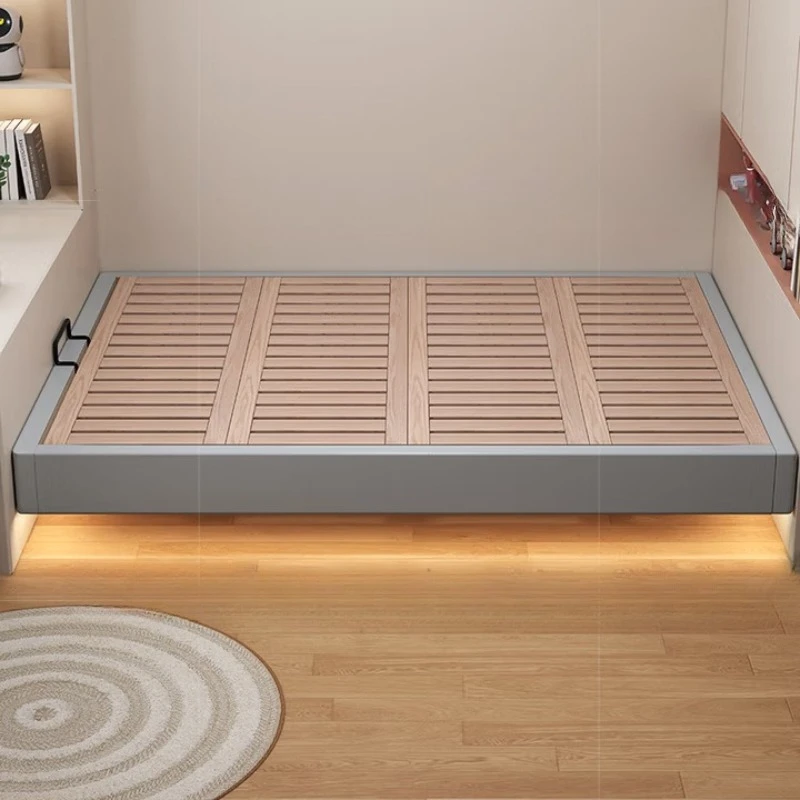 No bedside suspension bed, beech row skeleton, new solid wood flush edge bed frame