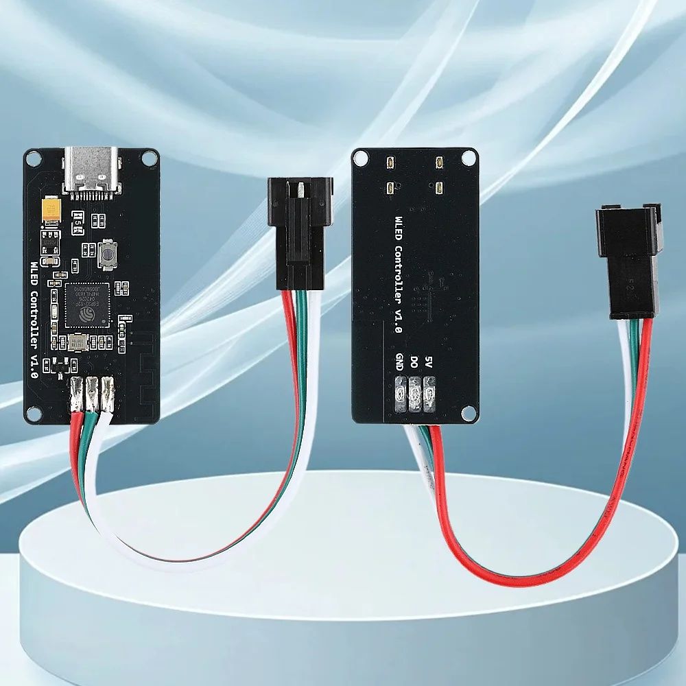 ESP32-S2 WLED LED Strip Controller Module WS2812B RGB Colorful Light Multiple Lighting Modes with 5V 70A Switching Power Supply