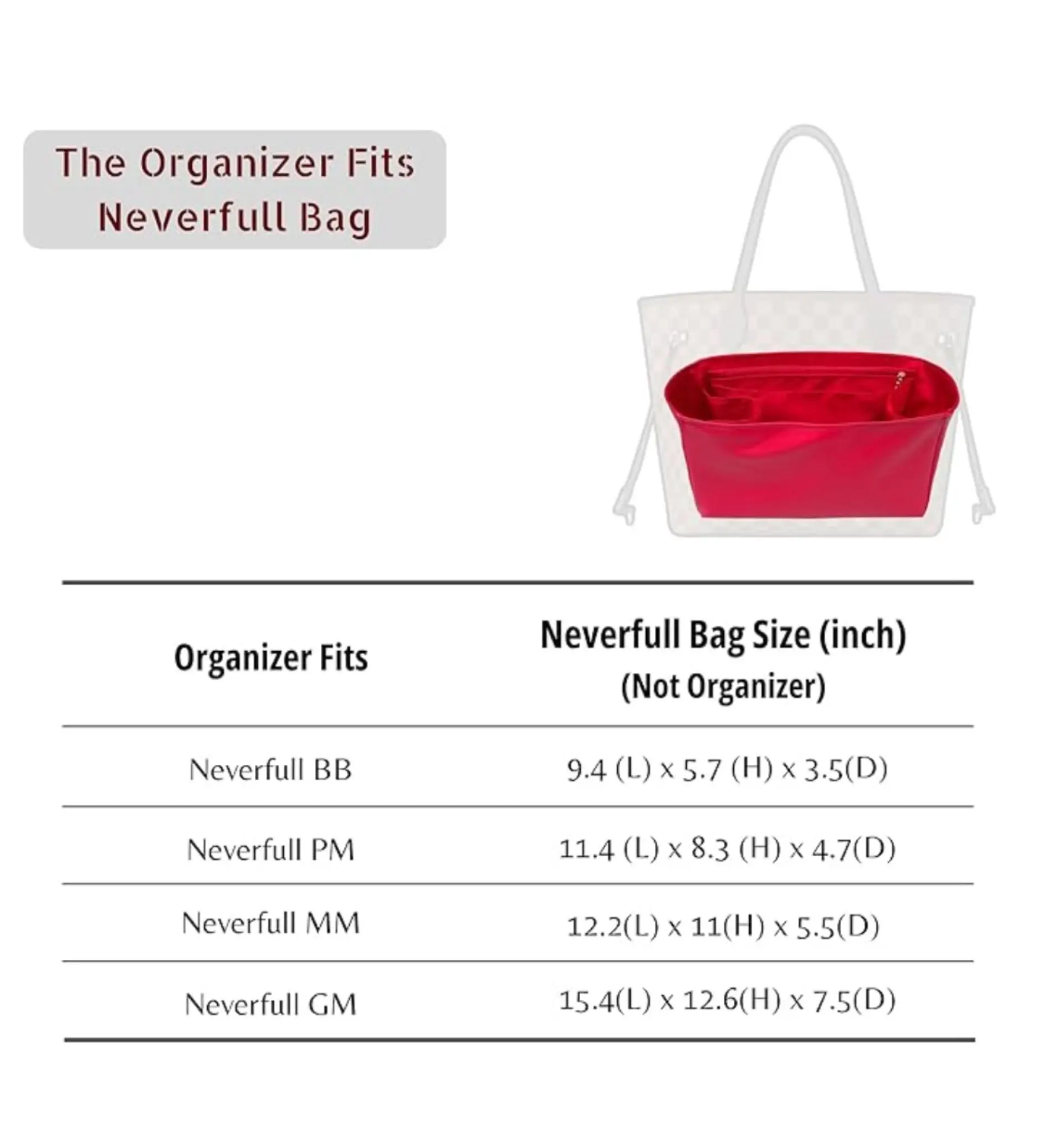 Purse Organizer neverfull bb pm mm gm Purse Organizer Silky Smooth,Silk,Luxury Handbag Tote in Bag Shapers, Women- Fits Bags - Image 2